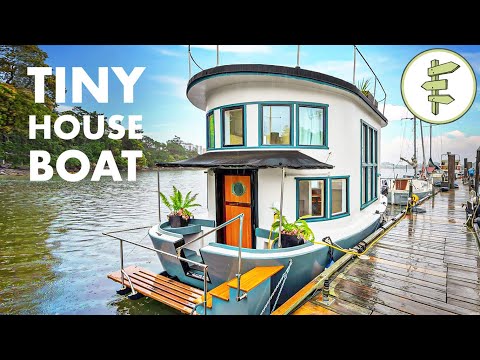 Spectacular Tiny House Boat with The Most STUNNING Interior! Full Tour