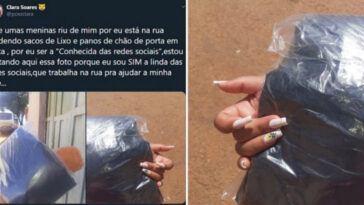 Jovem humilhada por vender sacos de lixo na rua estuda e ajuda em casa