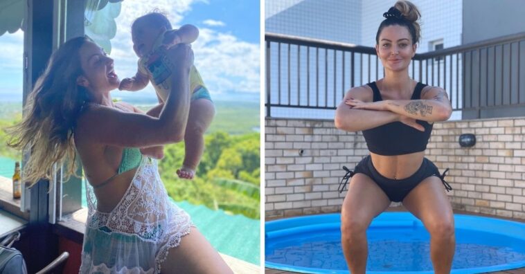 Laura Keller mostra antes e depois de perder 16 kg no pós-parto