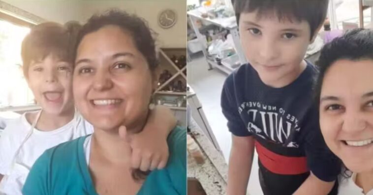 Mãe ensina filho a cozinhar