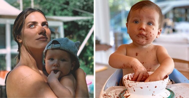 Gio Ewbank com Zyan comendo sopinha