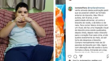 biscoito que saiu de linha para menino com autismo