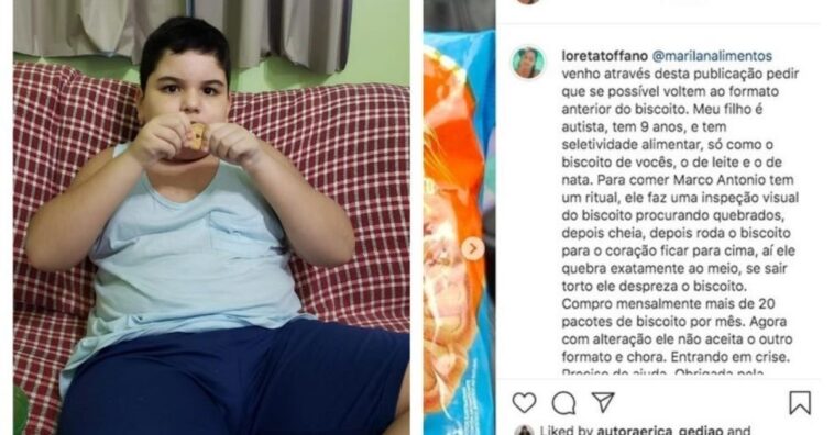 biscoito que saiu de linha para menino com autismo