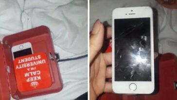 caixa com iphone escondido em banheiro