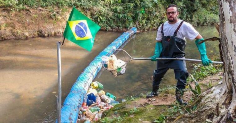 ecobarreira para limpar rio